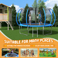 12 Ft Trampoline Pumpkin Style Safety Net With Basketball Hoop Blue Metal