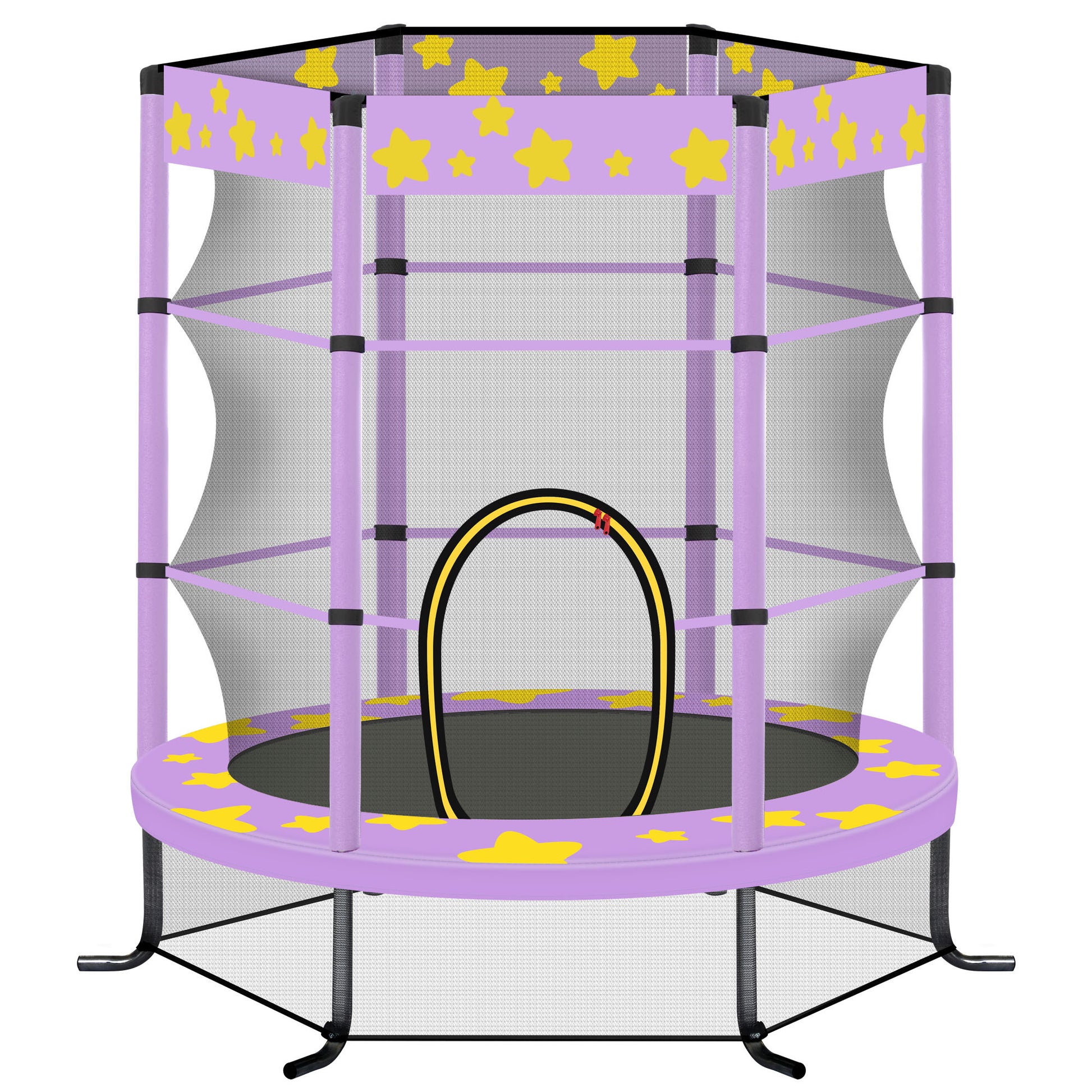 55 Inch Kids Trampoline With Safety Enclosure Net, 4.5Ft Outdoor Indoor Trampoline For Kids Purple Purple Metal