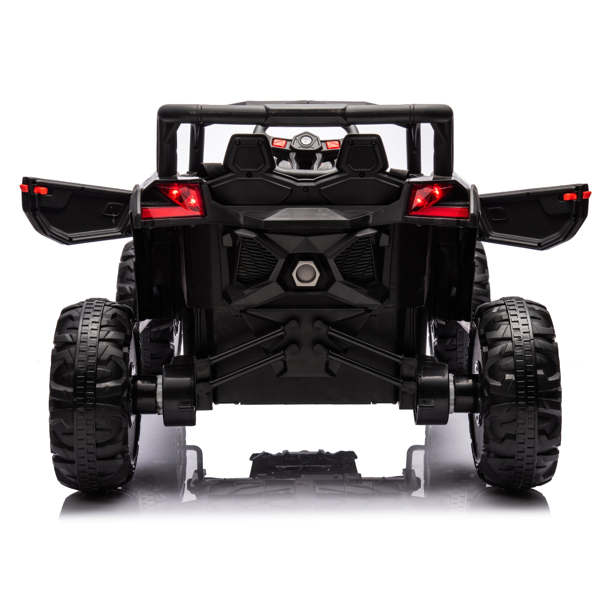 12V Ride On Car With Remote Control,Utv Ride On For Kid,3 Point Safety Harness, Music Player Usb Port Volume Knob Battery Indicator , Led Lights, High Low Speed Switch Off Road Adventure For Kids Black Polypropylene