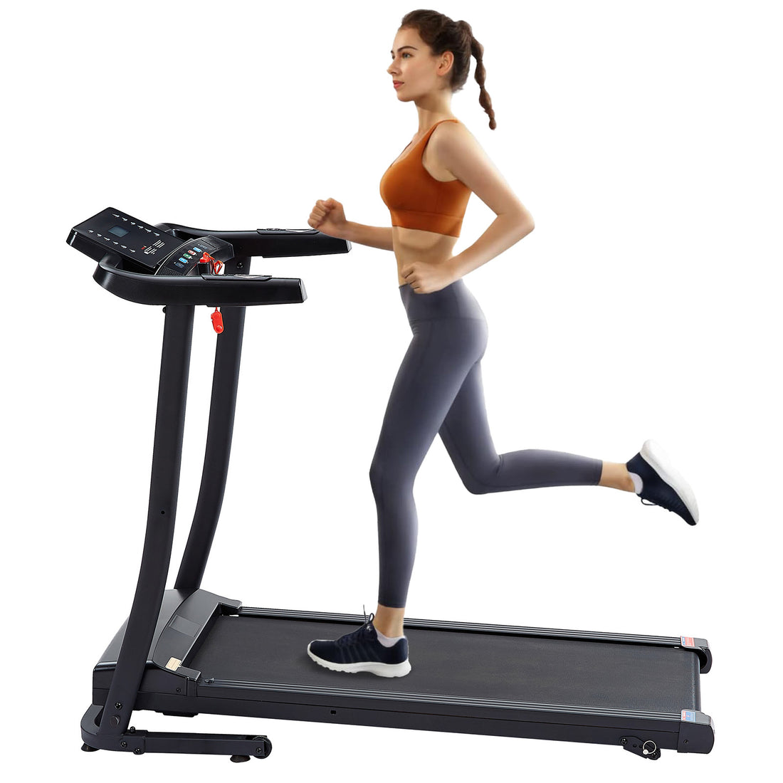 Treadmill 2.5 Hp Folding Treadmill, Easy To Move, With 3 Speed Incline Adjustment And 12 Preset Programs, 3 Countdown Modes, Heart Rate, Bluetooth, Etc., Suitable For Home And Gym Use Black Steel