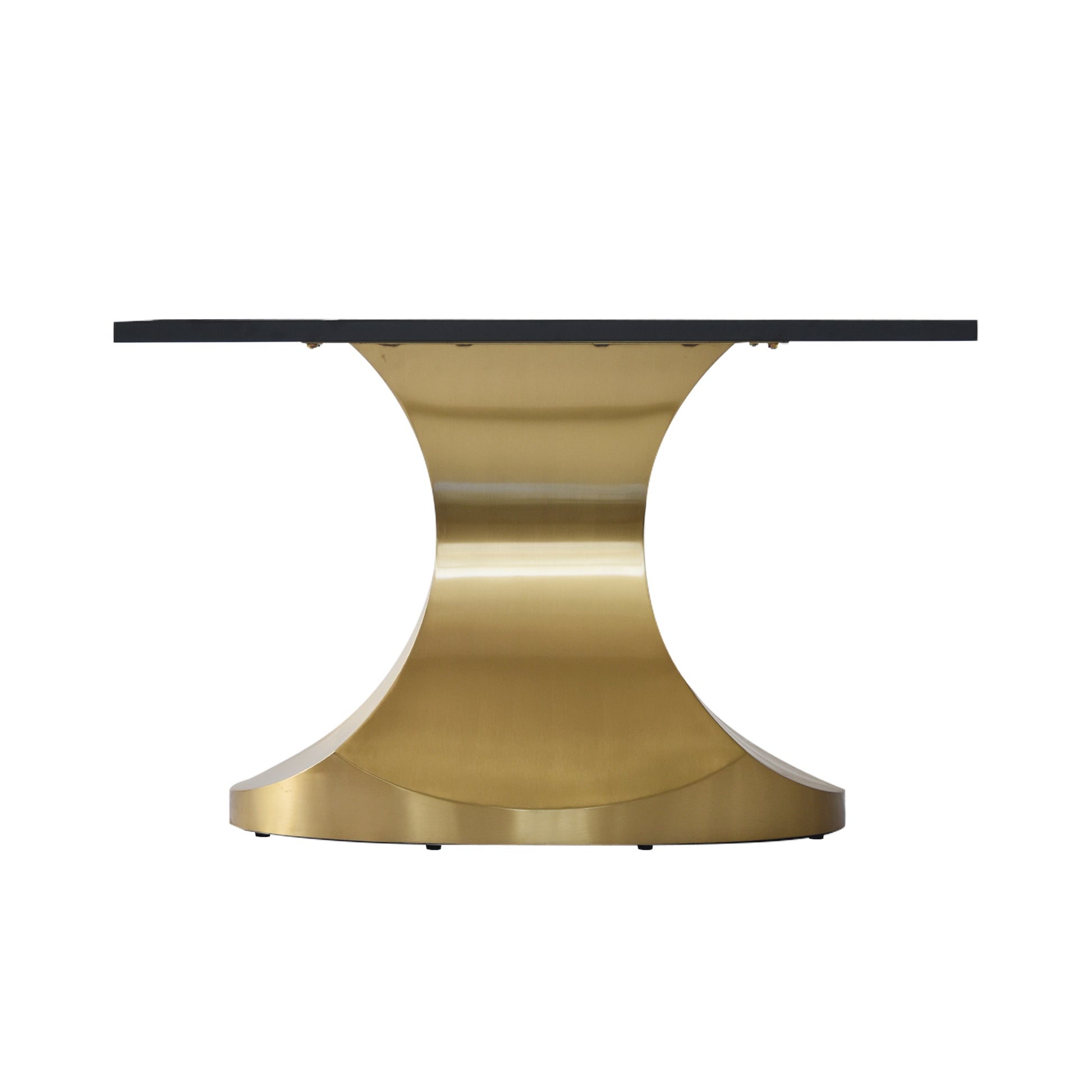 63 "Modern Artificial Stone Black Panel Golden Stainless Steel Curved Legs Can Accommodate 6 8 People Black Gold Dining Room Metal Sintered Stone