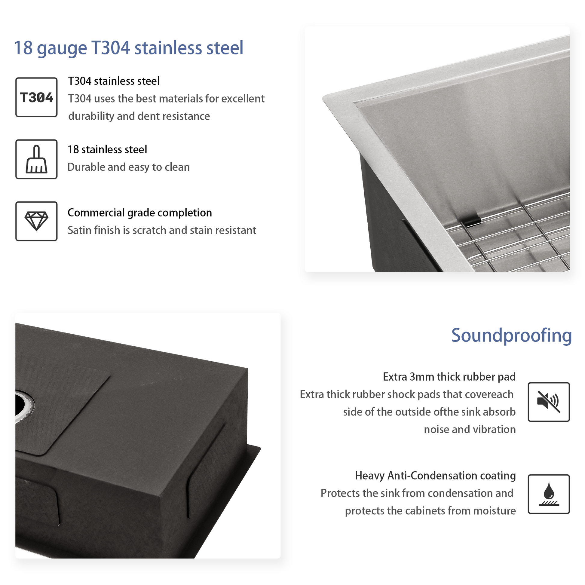 33 Inch Undermount Sink 33"X19"X9" Undermount Stainless Steel Kitchen Sink 18 Gauge 9 Inch Deep Single Bowl Kitchen Sink Basin Brushed Nickel Stainless Steel