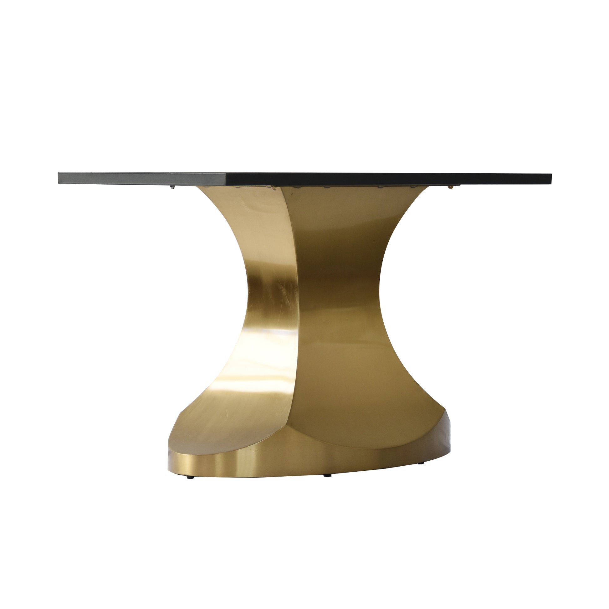 63 "Modern Artificial Stone Black Panel Golden Stainless Steel Curved Legs Can Accommodate 6 8 People Black Gold Dining Room Metal Sintered Stone