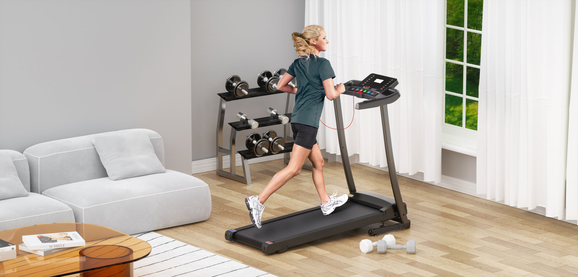 Treadmill 2.5 Hp Folding Treadmill, Easy To Move, With 3 Speed Incline Adjustment And 12 Preset Programs, 3 Countdown Modes, Heart Rate, Bluetooth, Etc., Suitable For Home And Gym Use Black Steel