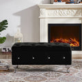 Storage Ottoman Bench, Bedroom End Bench,Velvet Upholstered Storage Bench With Button,Storage Ottoman With Safety Hinge,Flip Top,Metal Leg With Footpad,Perfect For Living Room,Entryway,Bedroom,Black Black Velvet