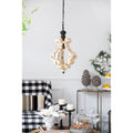 Farmhouse Chandeliar, Distressed White Pendant French Country Wood Chandelier For Living Room Foyer, Bulb Not Included Antique Cream Wood