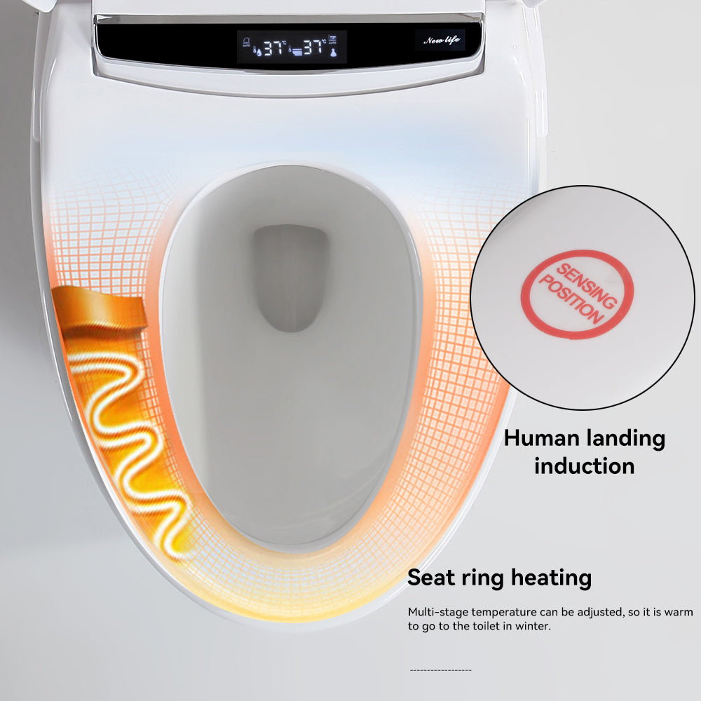 Smart Toilets With Heated Bidet Seat, Portable Toilet With Bidet Built, Bidet Toilet With Dryer And Warm Water White Ceramic