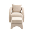 House Hold Accent Chair With Ottoman, Mid Century Modern Barrel Chair Upholstered Club Tub Round Arms Chair For Living Room Beige Velvet