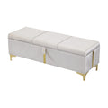 2 Pieces Bedroom Sets,Queen Size Upholstered Platform Bed With Hydraulic Storage System,Storage Ottoman With Metal Legs,Beige Beige Velvet