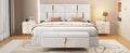 2 Pieces Bedroom Sets,Queen Size Upholstered Platform Bed With Hydraulic Storage System,Storage Ottoman With Metal Legs,Beige Beige Velvet