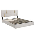 2 Pieces Bedroom Sets,Queen Size Upholstered Platform Bed With Hydraulic Storage System,Storage Ottoman With Metal Legs,Beige Beige Velvet