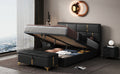 2 Pieces Bedroom Sets,Queen Size Upholstered Platform Bed With Hydraulic Storage System,Storage Ottoman With Metal Legs,Black Black Pu