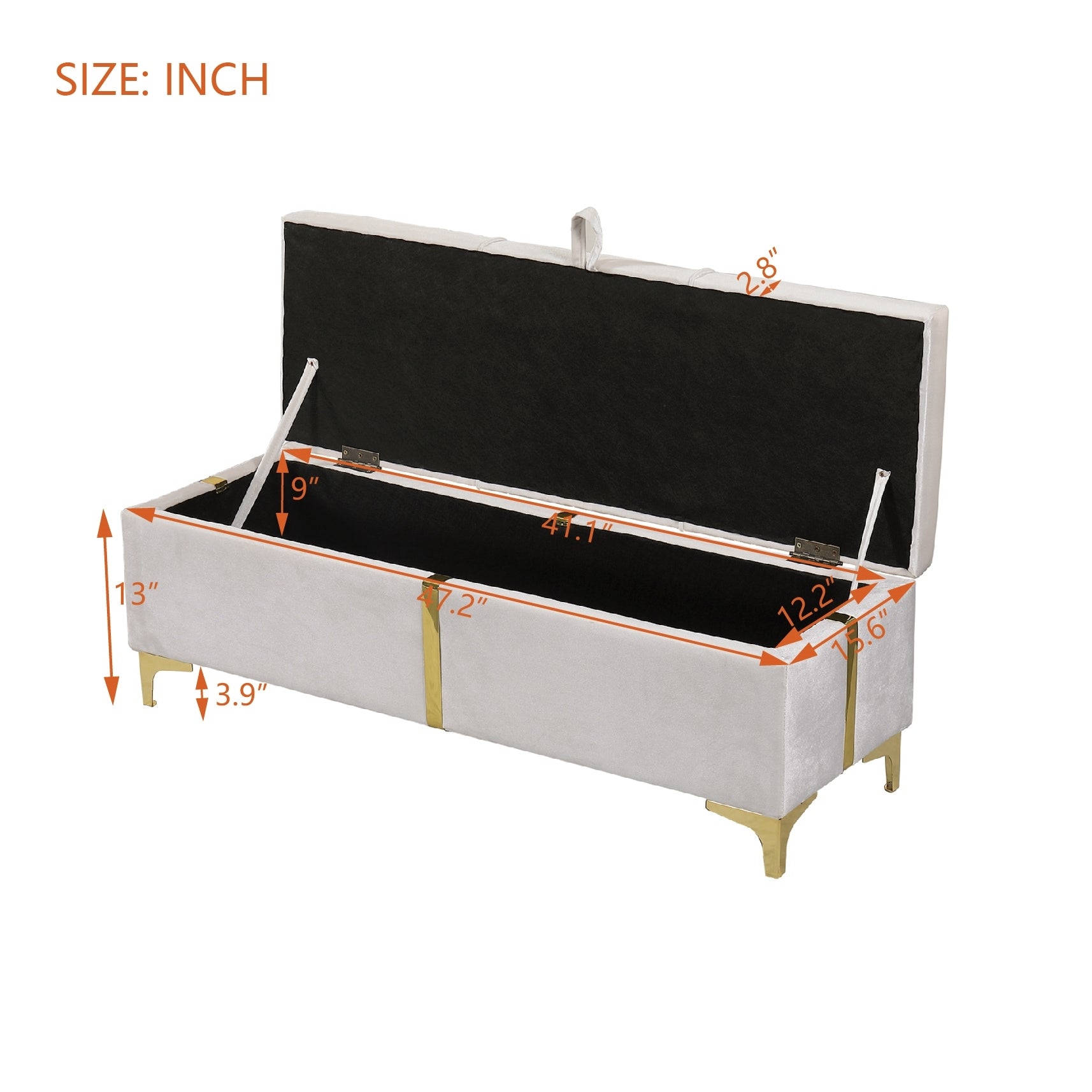 2 Pieces Bedroom Sets,Queen Size Upholstered Platform Bed With Hydraulic Storage System,Storage Ottoman With Metal Legs,Beige Beige Velvet