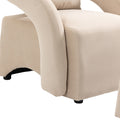 House Hold Accent Chair With Ottoman, Mid Century Modern Barrel Chair Upholstered Club Tub Round Arms Chair For Living Room Beige Velvet