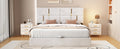 Queen Size Upholstered Platform Bed With Hydraulic Storage System,No Box Spring Needed,Beige Beige Velvet