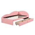 Twin Size Pu Upholstered Tufted Daybed With Two Drawers And Cloud Shaped Guardrail, Pink Box Spring Not Required Twin Pink Wood Daybeds Faux Leather Upholstered