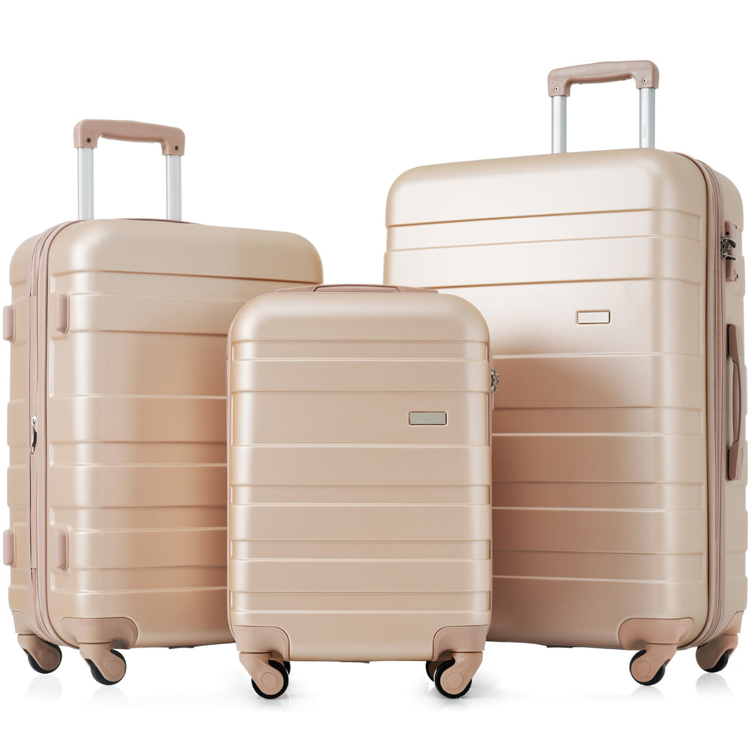 Luggage Sets Model Expandable Abs Hardshell 3Pcs Clearance Luggage Hardside Lightweight Durable Suitcase Sets Spinner Wheels Suitcase With Tsa Lock 20''24''28'' Champagne Champagne Abs