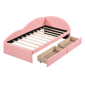 Twin Size Pu Upholstered Tufted Daybed With Two Drawers And Cloud Shaped Guardrail, Pink Box Spring Not Required Twin Pink Wood Daybeds Faux Leather Upholstered