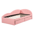 Twin Size Pu Upholstered Tufted Daybed With Two Drawers And Cloud Shaped Guardrail, Pink Box Spring Not Required Twin Pink Wood Daybeds Faux Leather Upholstered