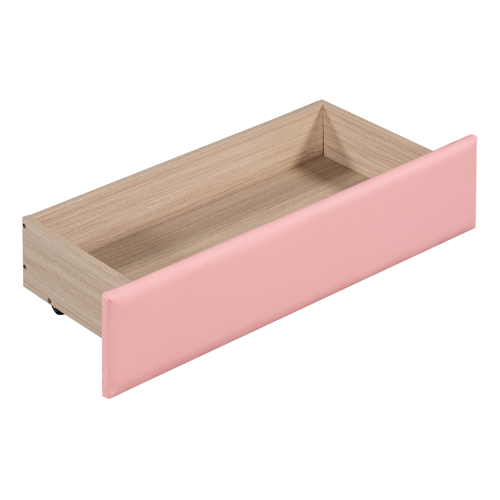 Twin Size Pu Upholstered Tufted Daybed With Two Drawers And Cloud Shaped Guardrail, Pink Box Spring Not Required Twin Pink Wood Daybeds Faux Leather Upholstered