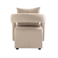 House Hold Accent Chair With Ottoman, Mid Century Modern Barrel Chair Upholstered Club Tub Round Arms Chair For Living Room Beige Velvet