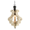 Farmhouse Chandeliar, Distressed White Pendant French Country Wood Chandelier For Living Room Foyer, Bulb Not Included Antique Cream Wood