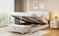 2 Pieces Bedroom Sets,Queen Size Upholstered Platform Bed With Hydraulic Storage System,Storage Ottoman With Metal Legs,Beige Beige Velvet