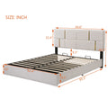 Queen Size Upholstered Platform Bed With Hydraulic Storage System,No Box Spring Needed,Beige Beige Velvet