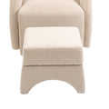 House Hold Accent Chair With Ottoman, Mid Century Modern Barrel Chair Upholstered Club Tub Round Arms Chair For Living Room Beige Velvet