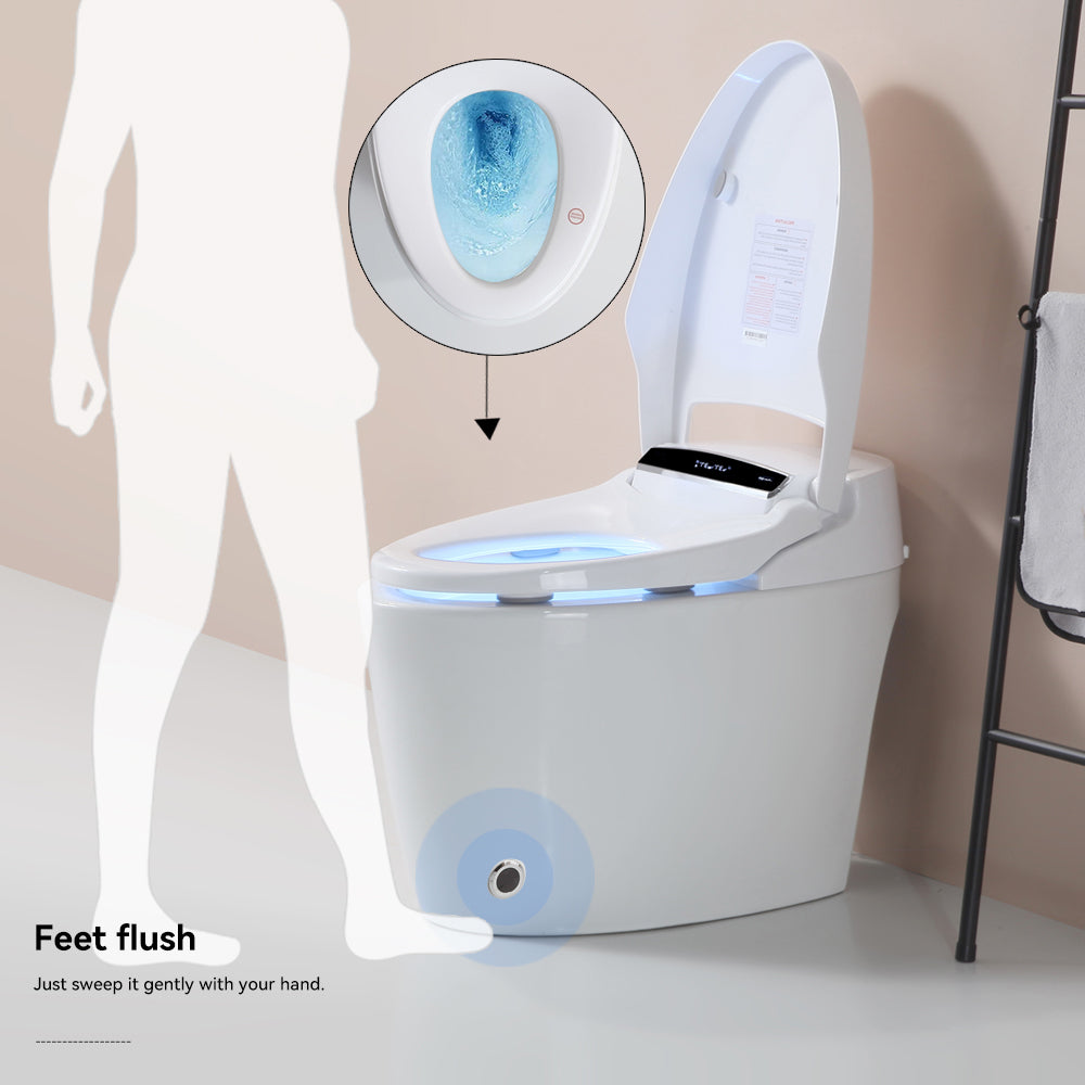 Smart Toilets With Heated Bidet Seat, Portable Toilet With Bidet Built, Bidet Toilet With Dryer And Warm Water White Ceramic