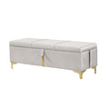 2 Pieces Bedroom Sets,Queen Size Upholstered Platform Bed With Hydraulic Storage System,Storage Ottoman With Metal Legs,Beige Beige Velvet