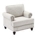Chenille Modern Upholstered Sofas 1 Seater Couches With Nails And Armrests White White Primary Living Space American Design Polyester Chenille