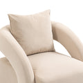 House Hold Accent Chair With Ottoman, Mid Century Modern Barrel Chair Upholstered Club Tub Round Arms Chair For Living Room Beige Velvet