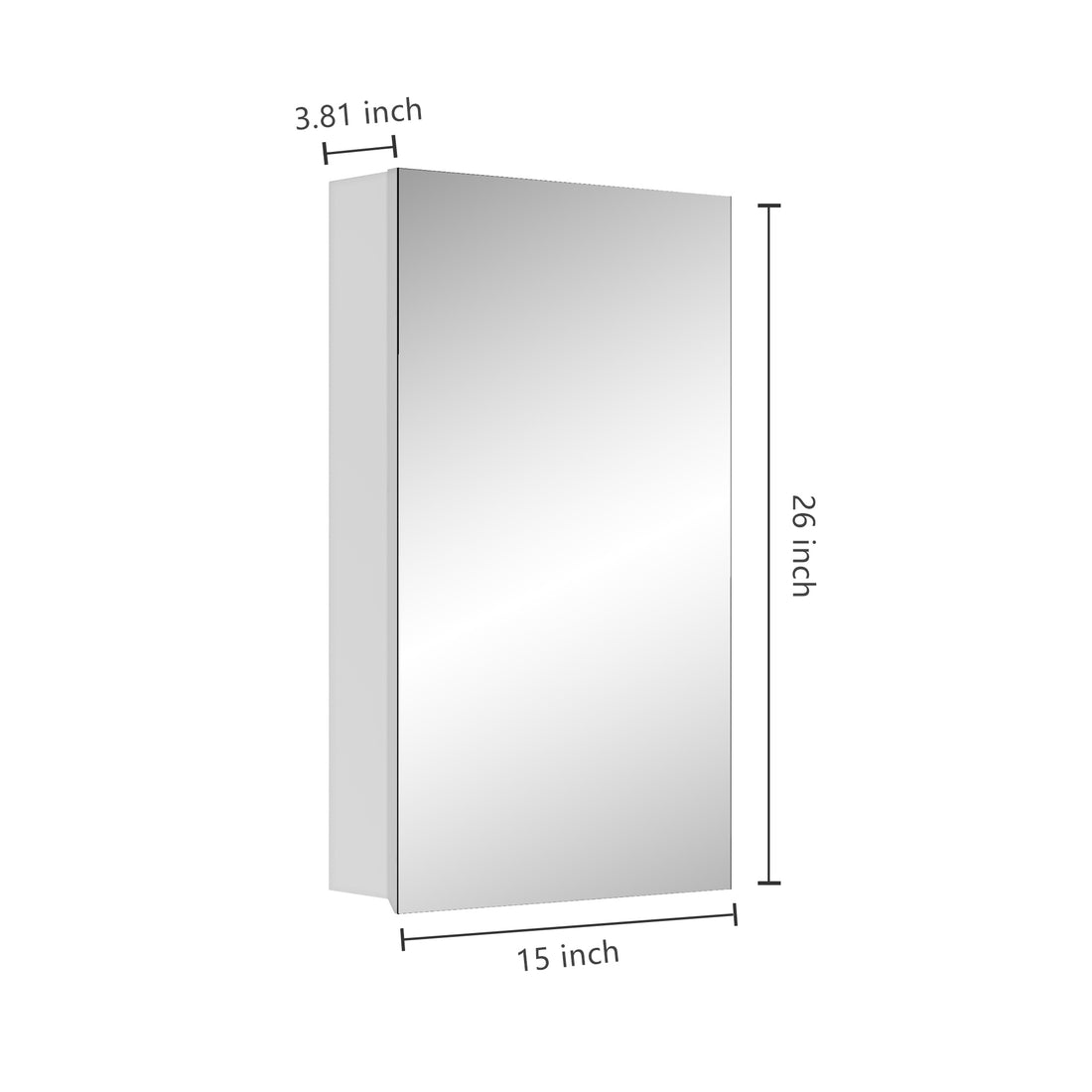 15" W X 26" H Single Door Bathroom Medicine Cabinet With Mirror, Recessed Or Surface Mount Bathroom Wall Cabinet, Beveled Edges,Silver 3 White 1 Up To 17 In 24 To 31 In Bathroom Less Than 5 Inches Engineered Wood