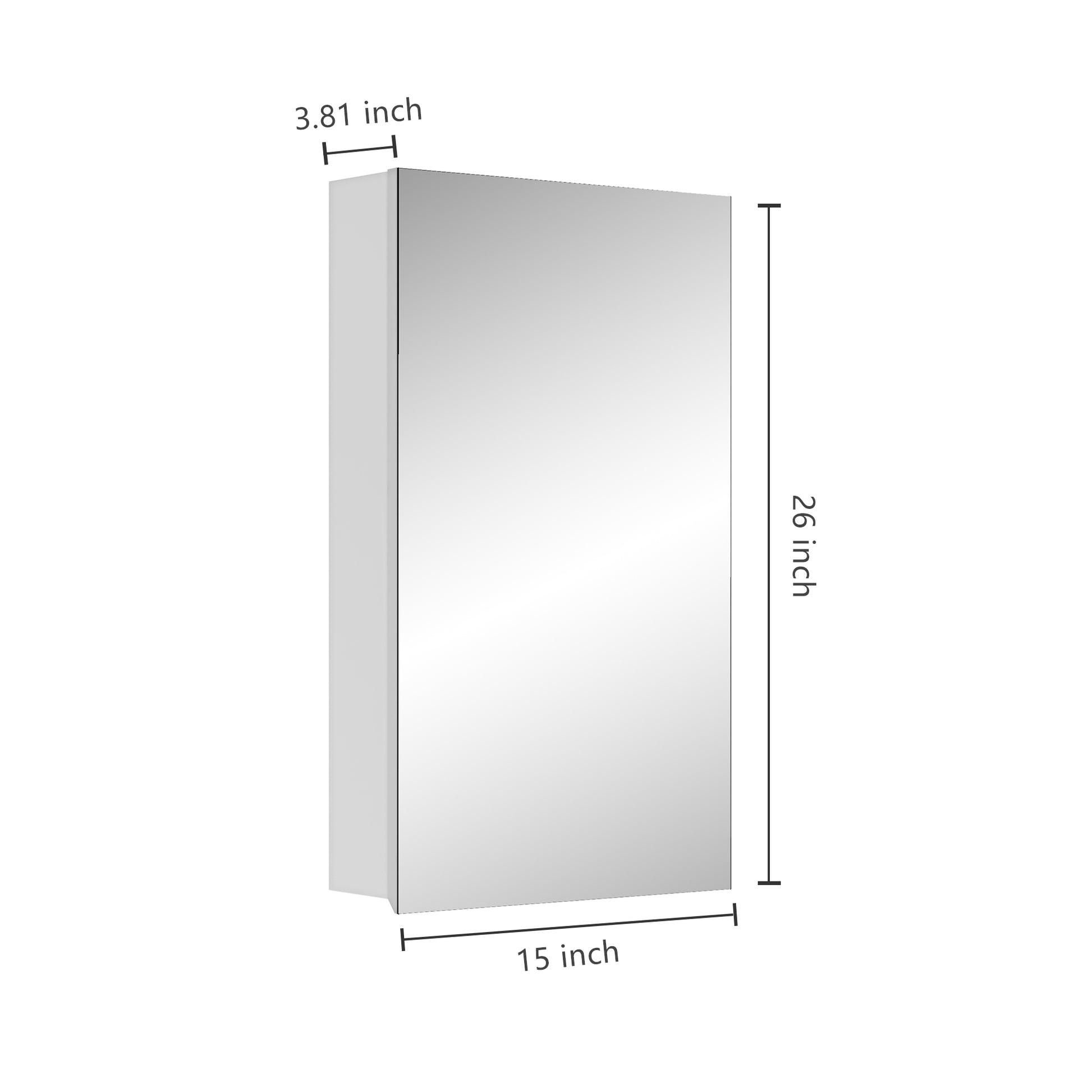 15" W X 26" H Single Door Bathroom Medicine Cabinet With Mirror, Recessed Or Surface Mount Bathroom Wall Cabinet, Beveled Edges,Silver 3 White 1 Up To 17 In 24 To 31 In Bathroom Less Than 5 Inches Engineered Wood