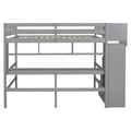 Full Size Loft Bed With Built In Desk, Bookshelves And Storage Staircase,Grey Old Sku:W504S00109 Full Grey Pine