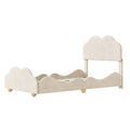 Twin Size Upholstered Platform Bed With Cloud Shaped Bed Board, Beige Beige Velvet