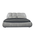 Queen Size Upholstered Platform Bed With Oversized Padded Backrest, Thickening Pinewooden Slats And Solid Wood Leg,Grey Queen Grey Pine Solid Wood