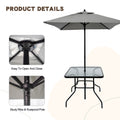 Outdoor Patio Dining Set For 4 People, Metal Patio Furniture Table And Chair Set With Umbrella, Black No Dining Set Grey Rust Resistant Frame Garden & Outdoor Complete Patio Sets Steel