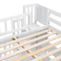 Full Size Loft Bed With Built In Desk, Bookshelves And Storage Staircase,White Full White American Design Pine