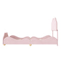 Twin Size Upholstered Platform Bed With Cloud Shaped Bed Board, Light Pink Light Pink Velvet