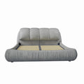 Queen Size Upholstered Platform Bed With Oversized Padded Backrest, Thickening Pinewooden Slats And Solid Wood Leg,Grey Queen Grey Pine Solid Wood