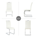 Modern Simple Rectangular Glass Dining Table, Solid Tempered Glass Tabletop, Electroplated Table Legs, White Pu Dining Chair Set, Suitable For Restaurant Kitchen Use Set Of 5 Upholstered Chair Glass White Pu Seats 4 Metal Rectangular Dining Table With
