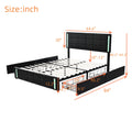 Queen Size Upholstered Platform Bed With Led Lights And Usb Charging, Storage Bed With 4 Drawers, Black Old Sku:Wf302558Aab Black Pu