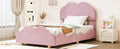 Twin Size Upholstered Platform Bed With Cloud Shaped Bed Board, Light Pink Light Pink Velvet