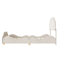 Full Size Upholstered Platform Bed With Cloud Shaped Bed Board, Beige Beige Velvet