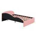 Full Size Pu Upholstered Tufted Daybed With Two Drawers And Cloud Shaped Guardrail, Pink Box Spring Not Required Full Pink Wood Faux Leather Upholstered