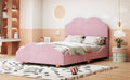 Full Size Upholstered Platform Bed With Cloud Shaped Bed Board, Light Pink Light Pink Velvet