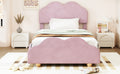 Twin Size Upholstered Platform Bed With Cloud Shaped Bed Board, Light Pink Light Pink Velvet