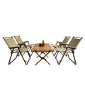 Multi Function Foldable And Portable Dining Set, 1 Dining Table & 4 Folding Chairs, Indoor And Outdoor Universal ,Natural, For Children Natural Wood